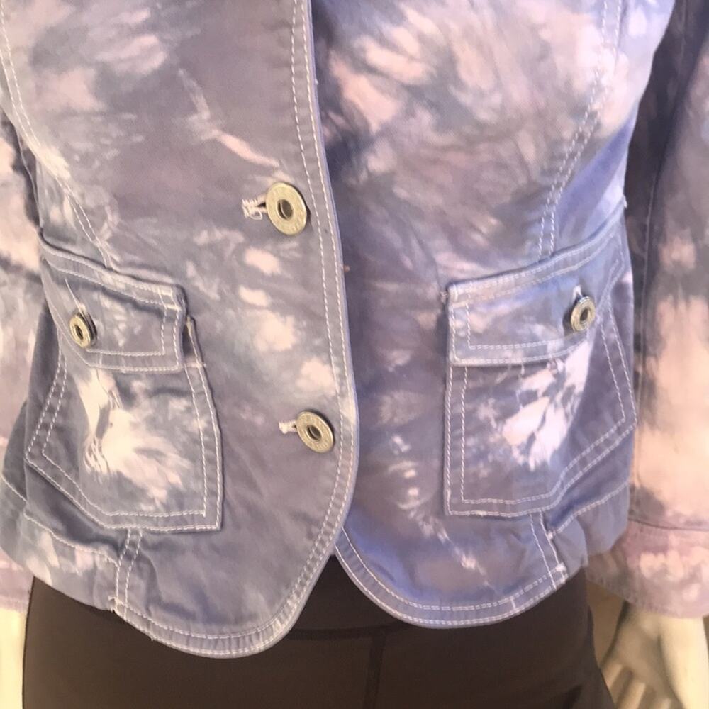 Vintage GAP Purple Tie Dye Denim Two Button Jacket Cotton Women's Size 2 - Picture 3 of 8